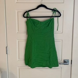 Green mini Dress with adjustable shoulder straps